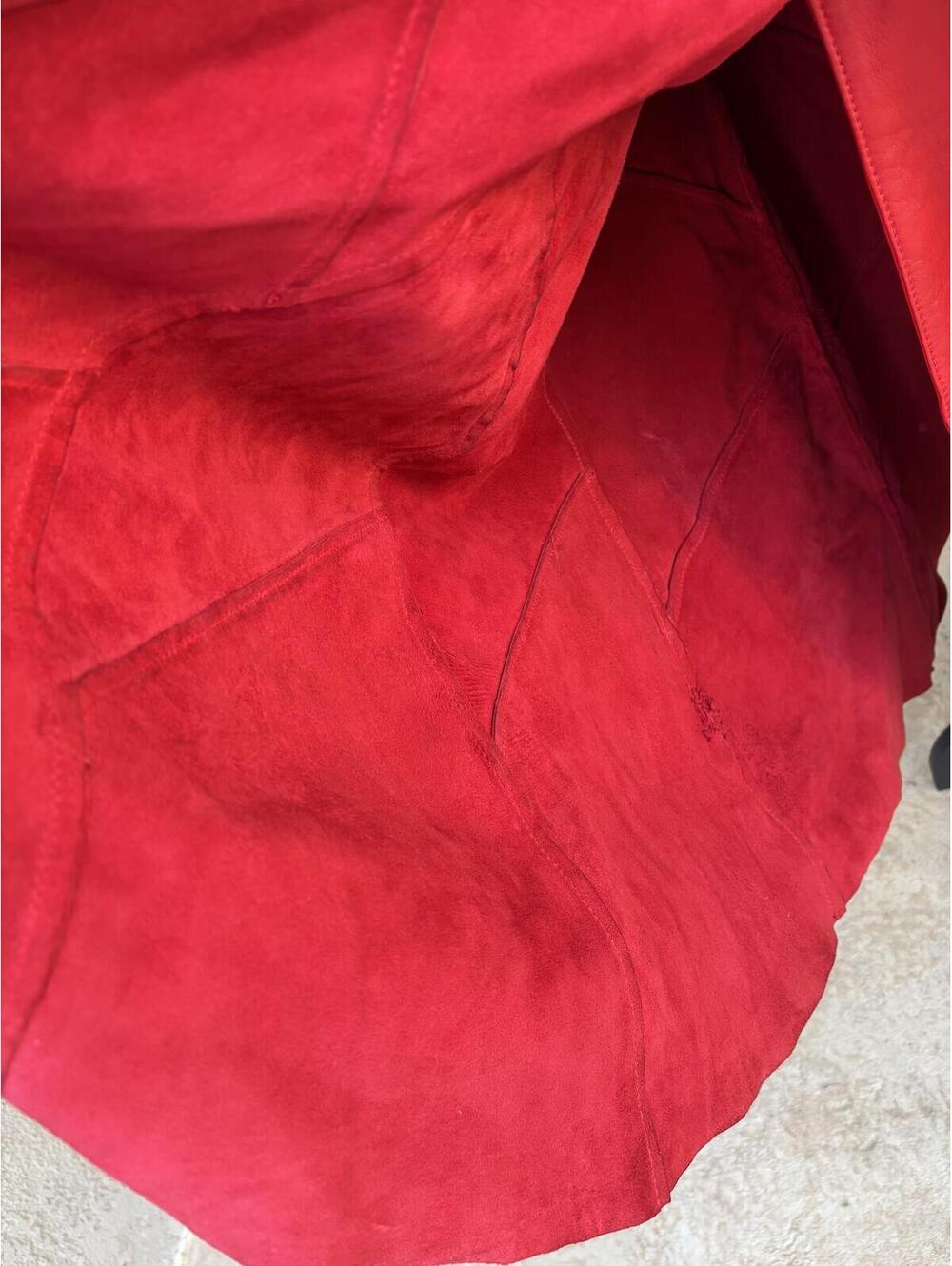 Lambskin Vintage Red Leather Midi Skirt From Turkey XS Small - Picture 4 of 8